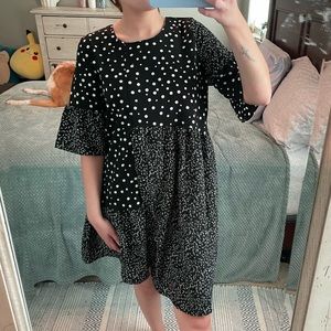 Caara Black and White Polka Dot Dress